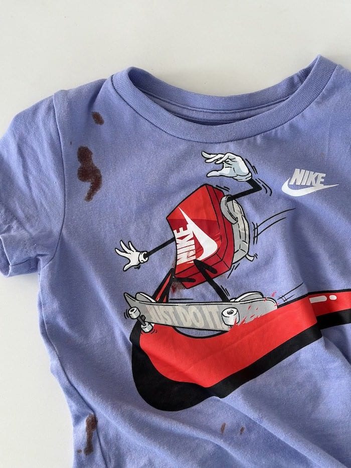 Blood stains on toddler Nike shirt