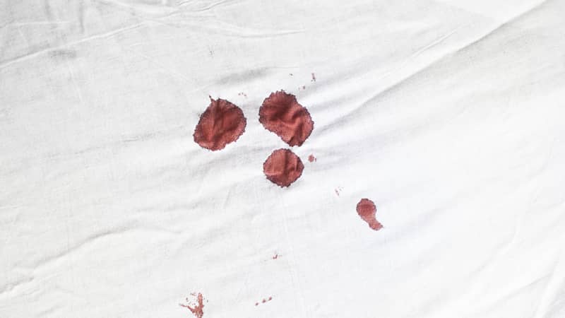 blood stains on white sheet