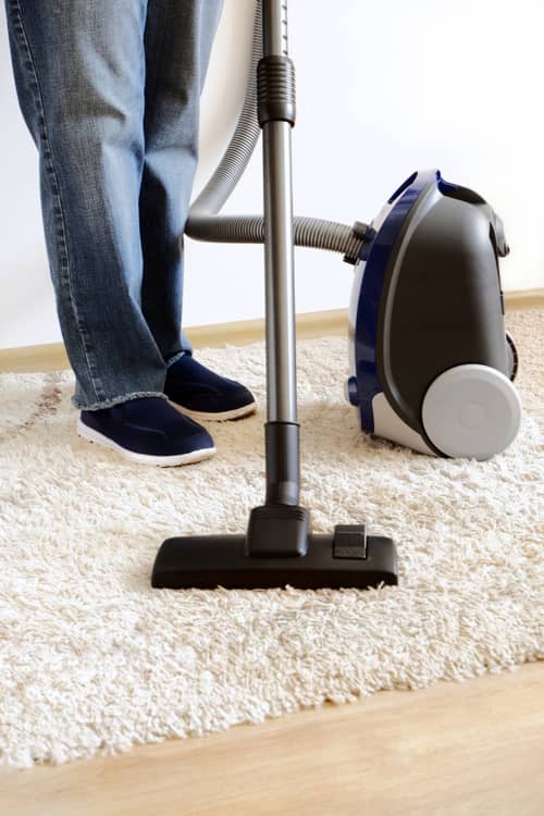 carpet cleaning with a vacuum cleaner in the house