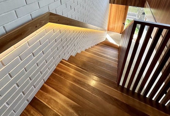 clean timber floors and stairs in a Maid2Match client home