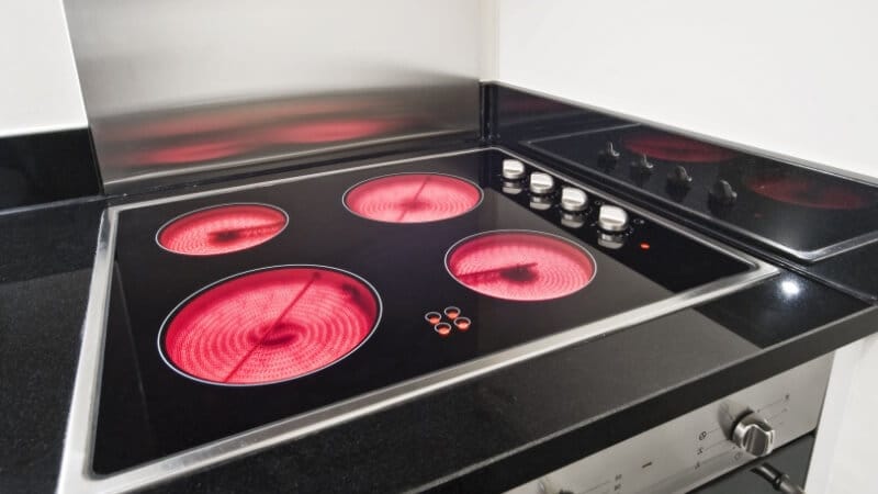 electric stove top glowing red