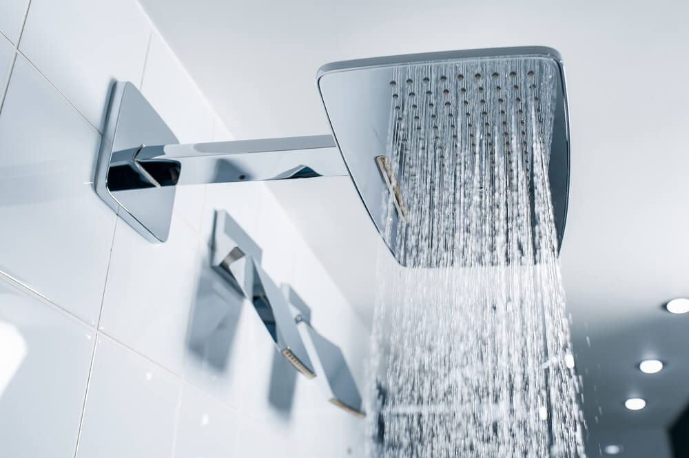 Water pouring from clean shower head