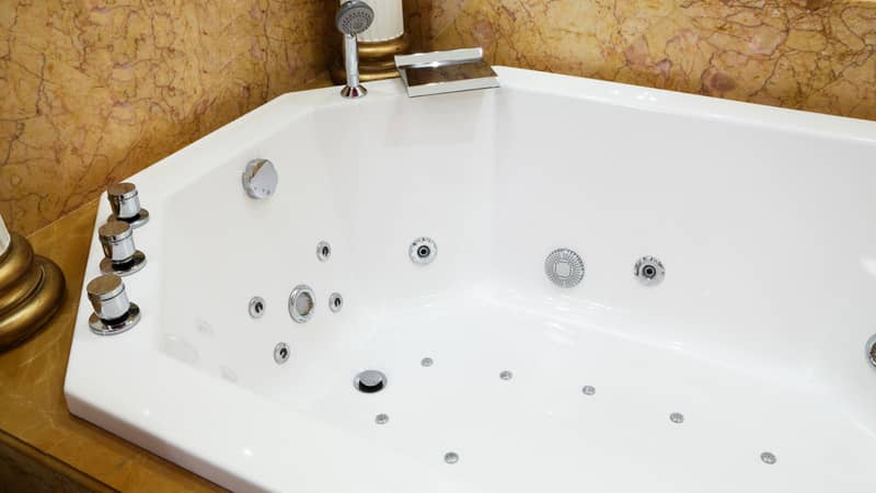 beautiful big bath in a marble bathroom