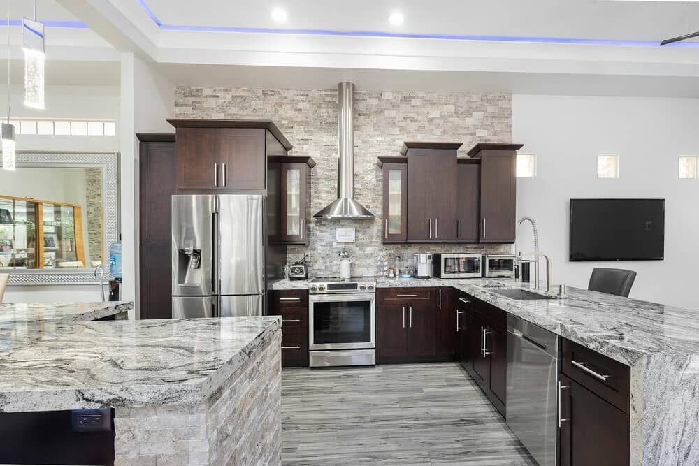 kitchen with marble surfaces