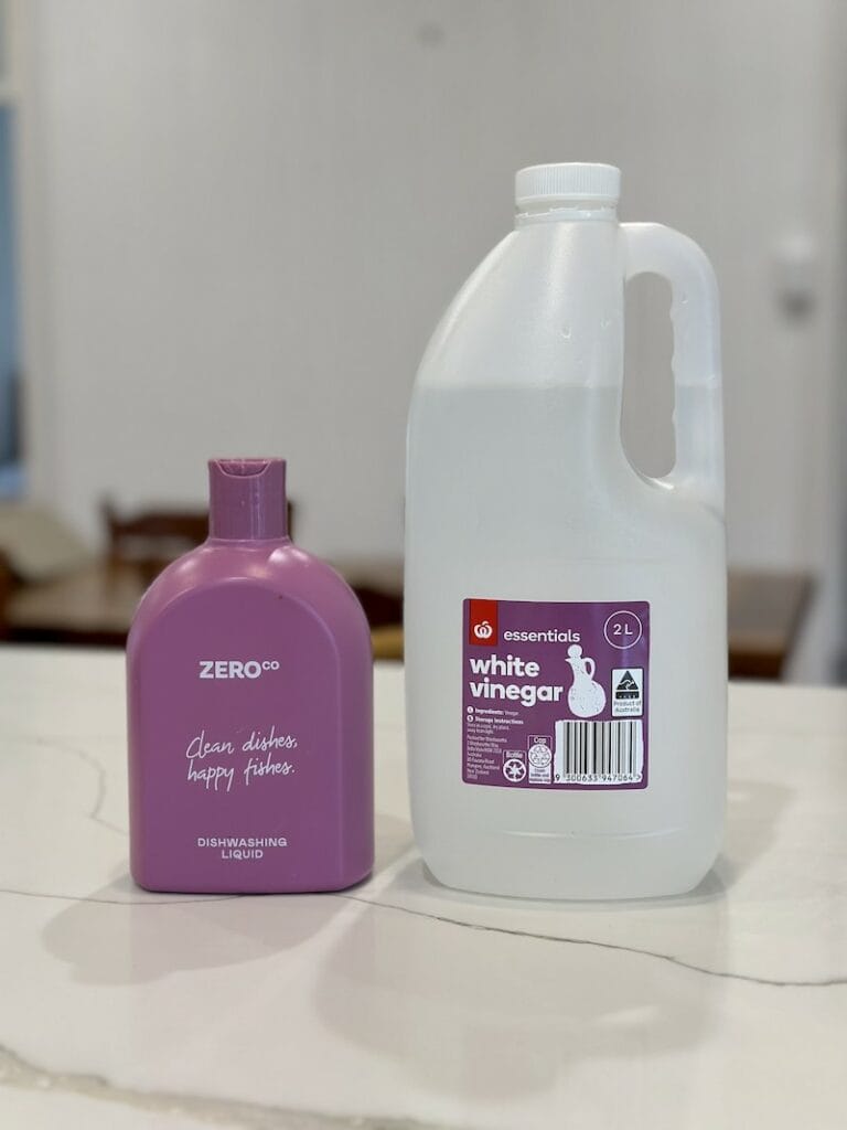 White Vinegar and Zero Co Dishwashing Liquid