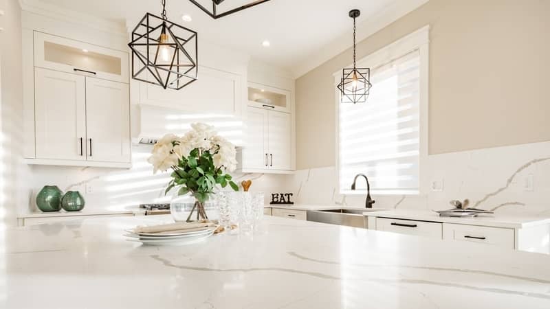 kitchen with marble benchtop