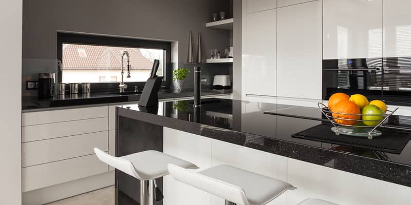 kitchen with stone benchtop