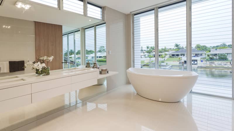 Modern bathroom with polished tiles