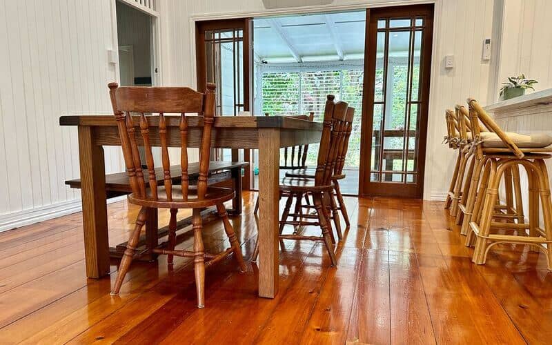 dining area with table, chairs and timber floors