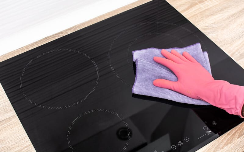 wiping an induction cook top